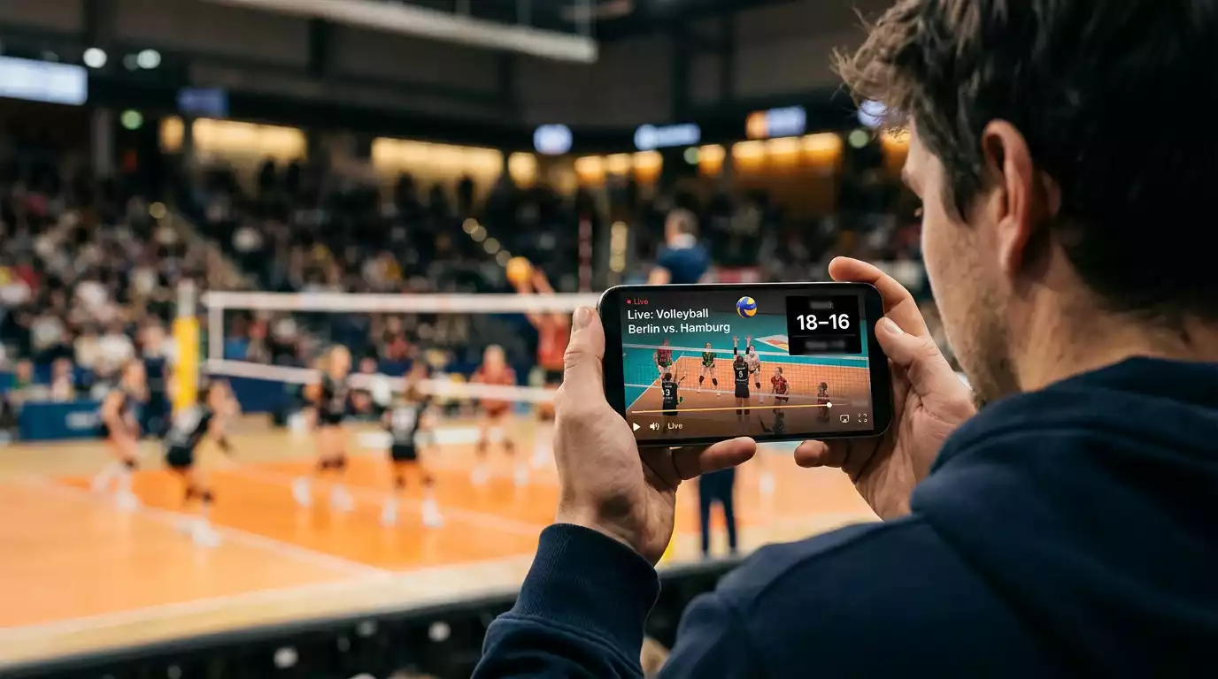 Smartphone mit Volleyball-Livewette und Cash-Out-Button