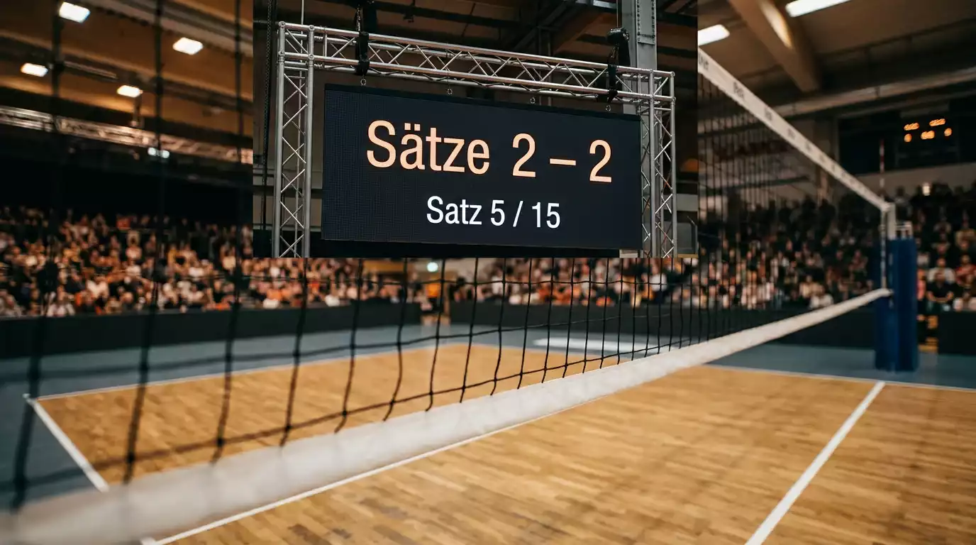Anzeige eines Volleyball-Tiebreaks mit Satzstand 2:2